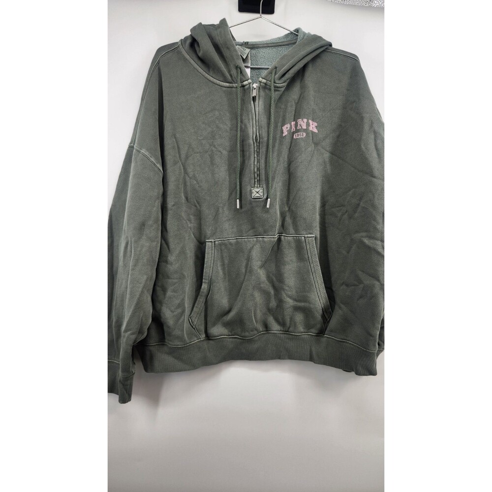 Victoria's Secret Women's XL Wild Thyme Ivy Fleece Campus Half Zip Hoodie NWT